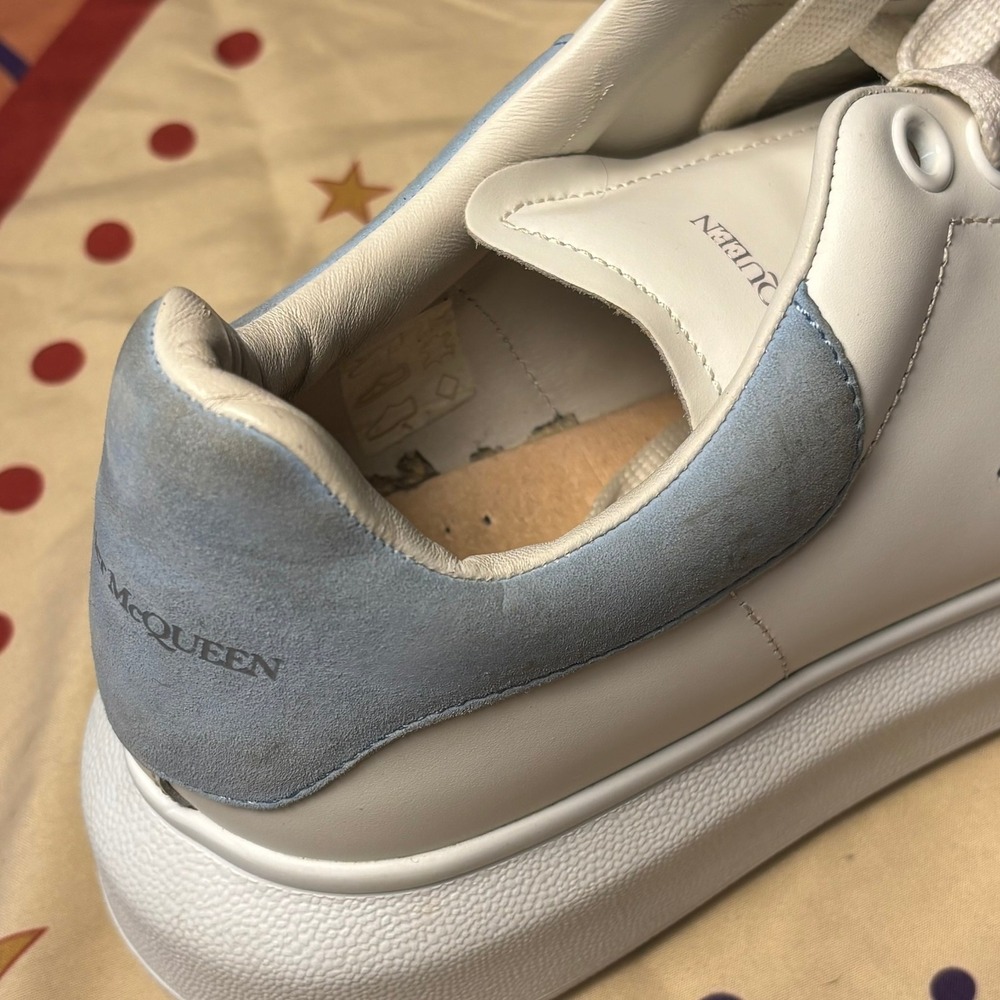 Alexander McQueen Oversized Sneakers White Light Blue Suede 553770 38.5 Designer - Picture 14 of 16